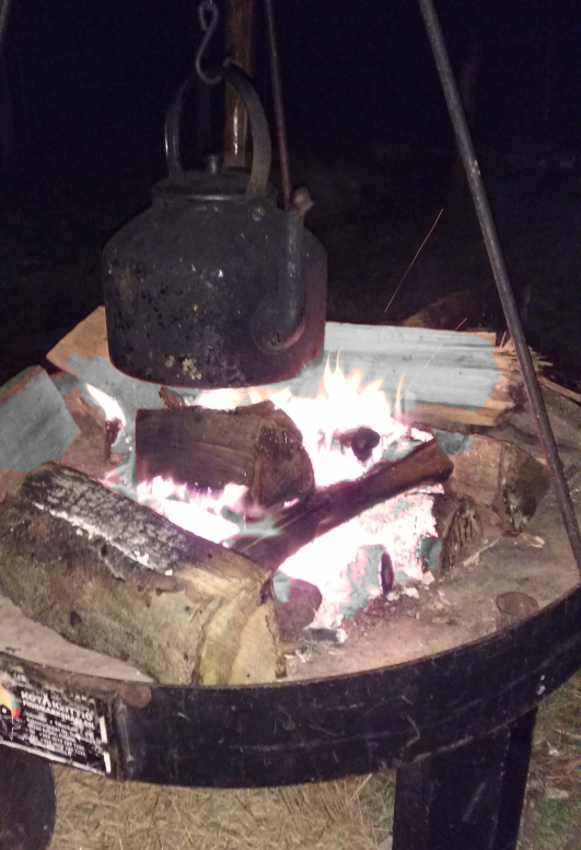 20151211 Cursus vuur, Ketel boven het vuur